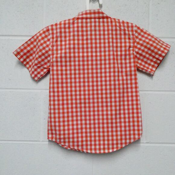 Red Rivet Boys 7 Orange Plaid Button‎ up Short Sleeve Shirt Top - Picture 3 of 7